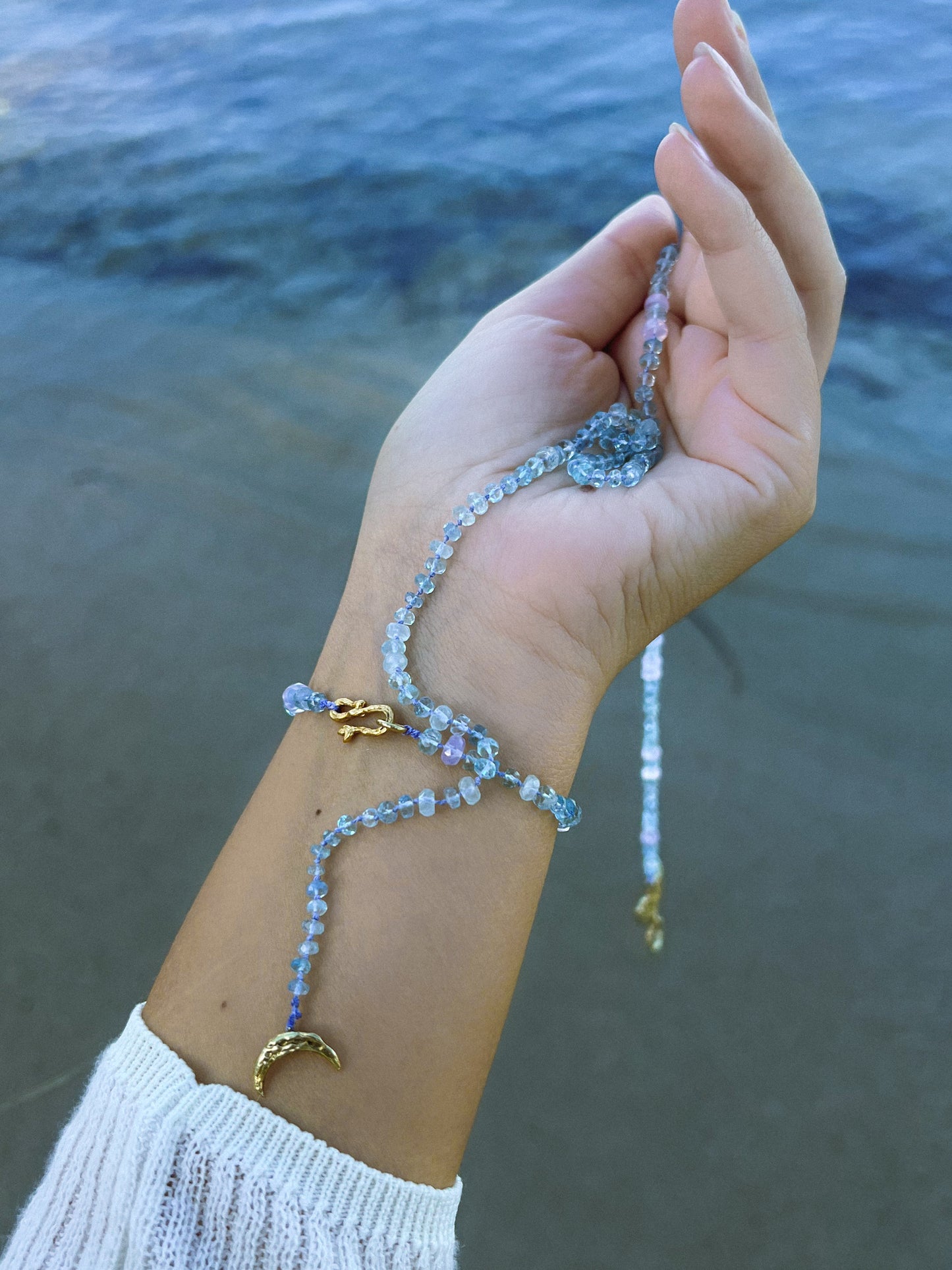 Dewdrops Bracelet ⋄ Lavender Moon Quartz & Aquamarine
