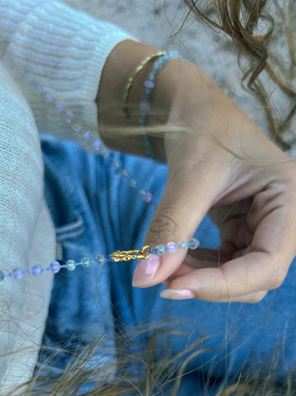 Dewdrops Long Necklace ⋄ Lavender Moon Quartz & Aquamarine
