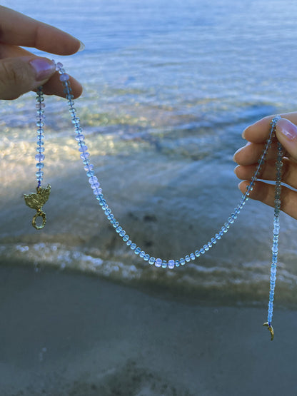 Dewdrops Lariat Necklace ⋄ Lavender Moon Quartz & Aquamarine