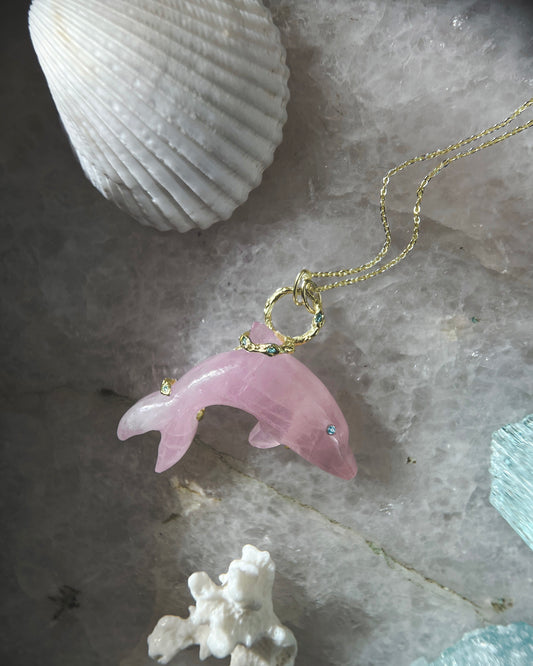 Dolphin Spirit Animal Amulet ⋄ Rose Quartz