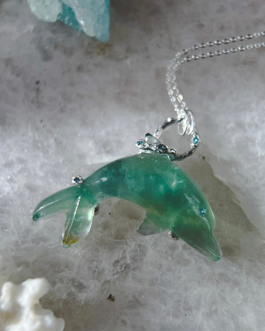 Dolphin Spirit Animal Amulet ⋄ Green Fluorite