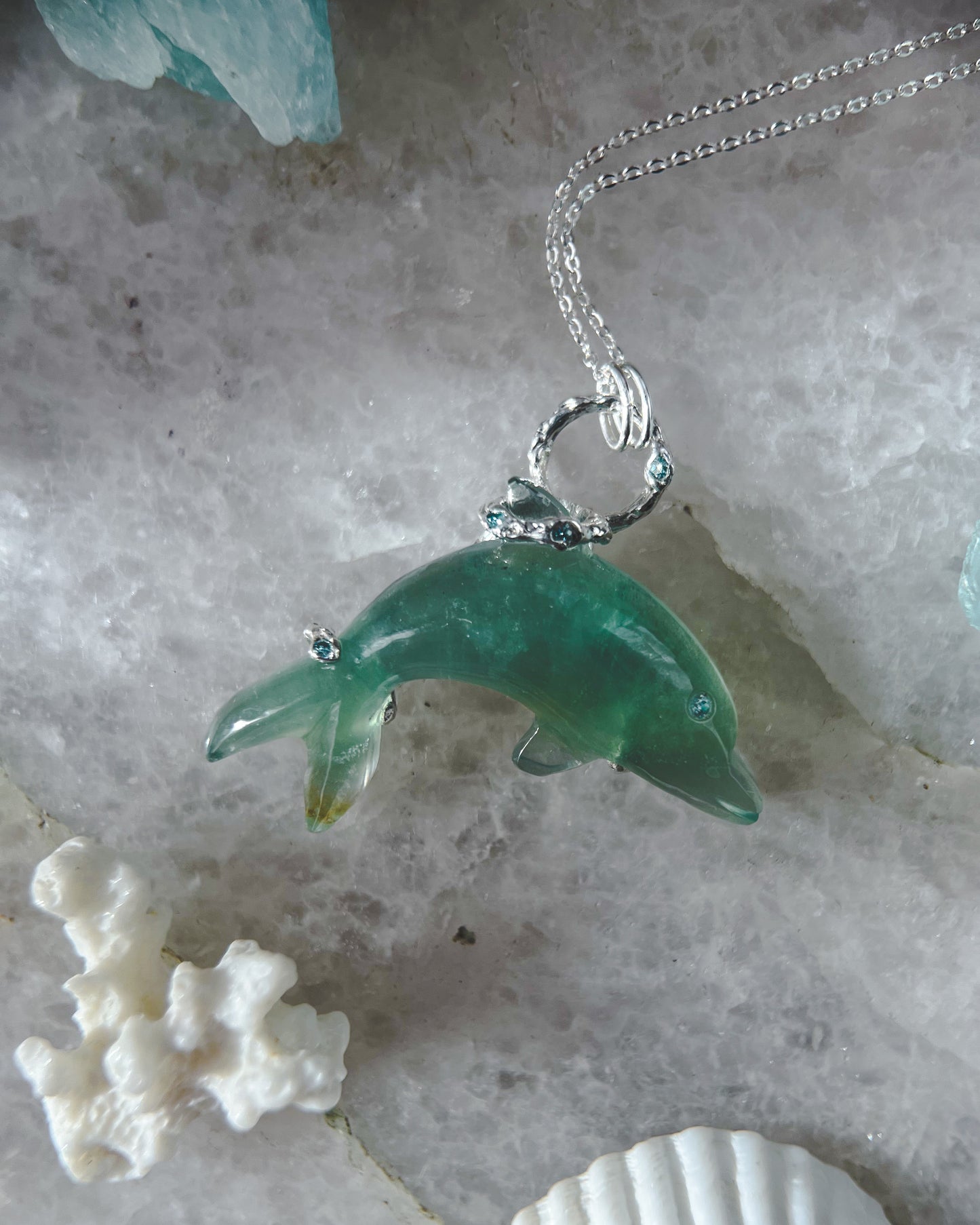 Dolphin Spirit Animal Amulet ⋄ Green Fluorite