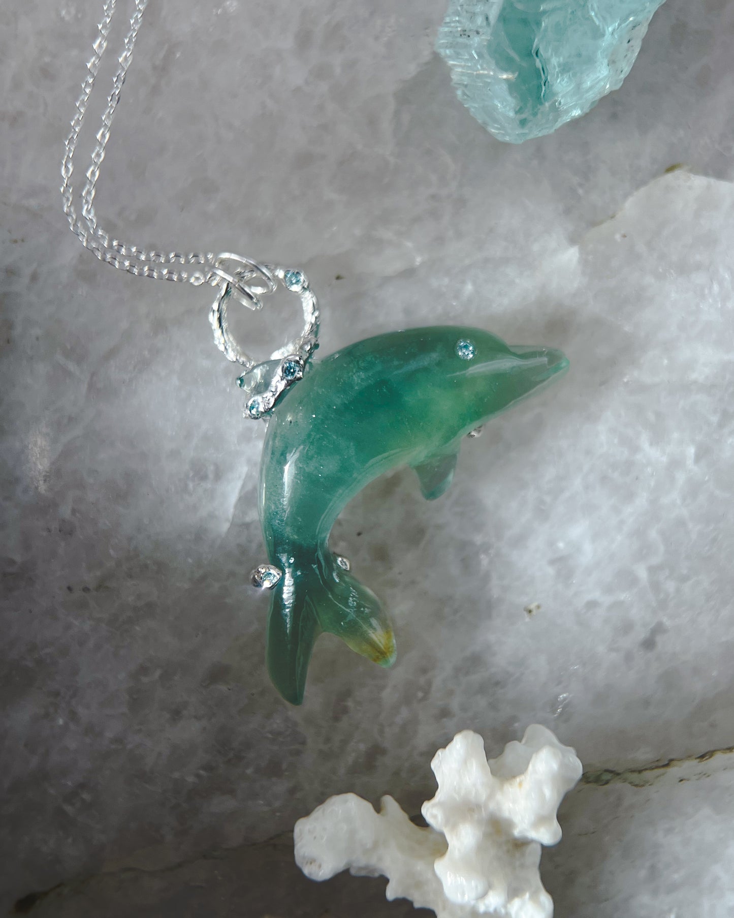 Dolphin Spirit Animal Amulet ⋄ Green Fluorite