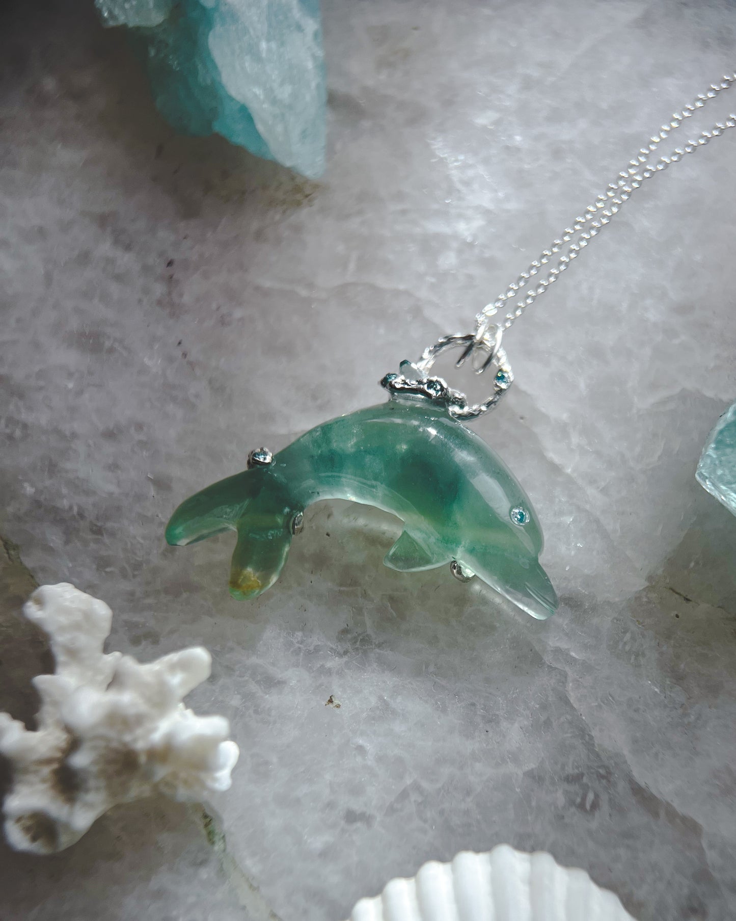 Dolphin Spirit Animal Amulet ⋄ Green Fluorite