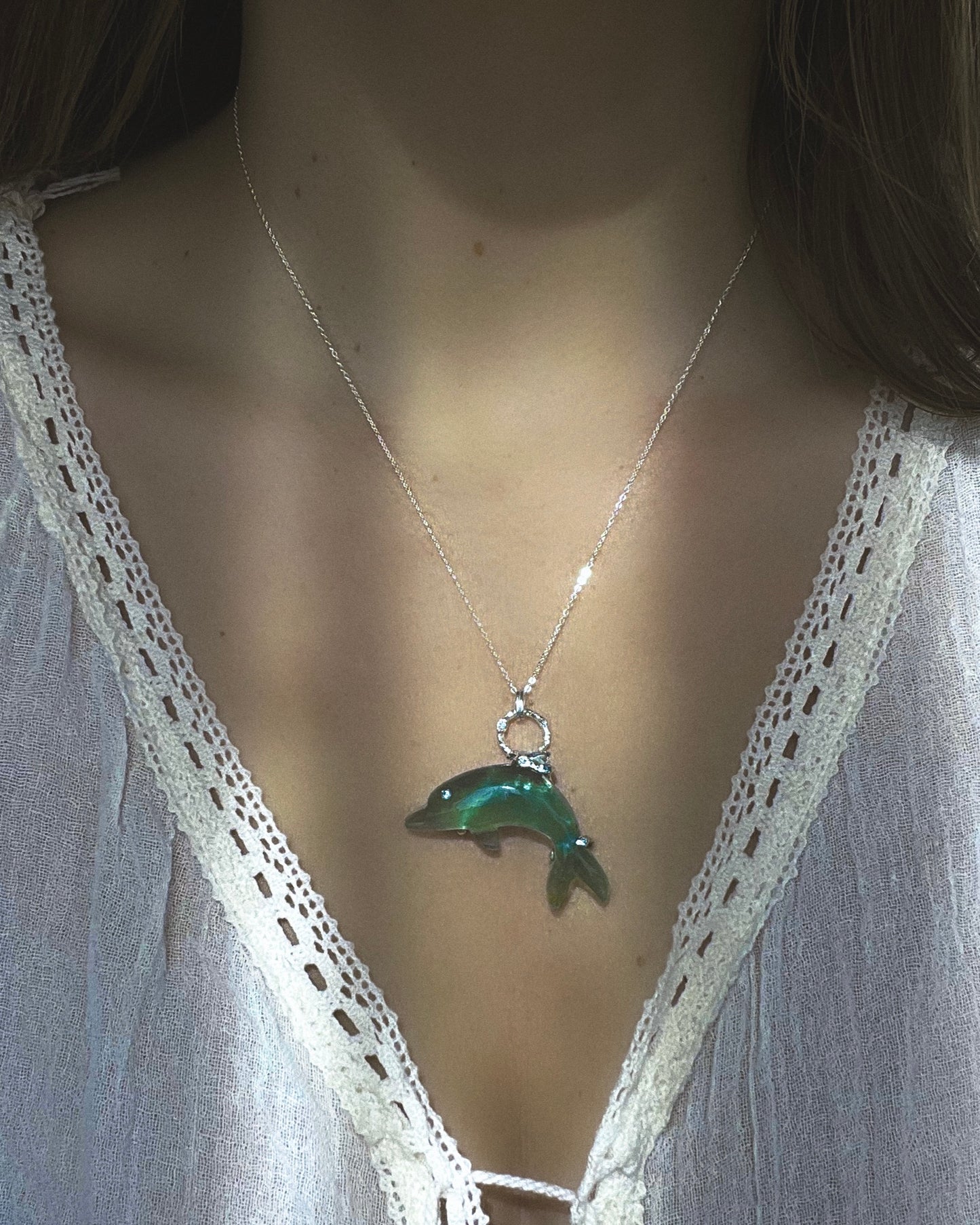 Dolphin Spirit Animal Amulet ⋄ Green Fluorite