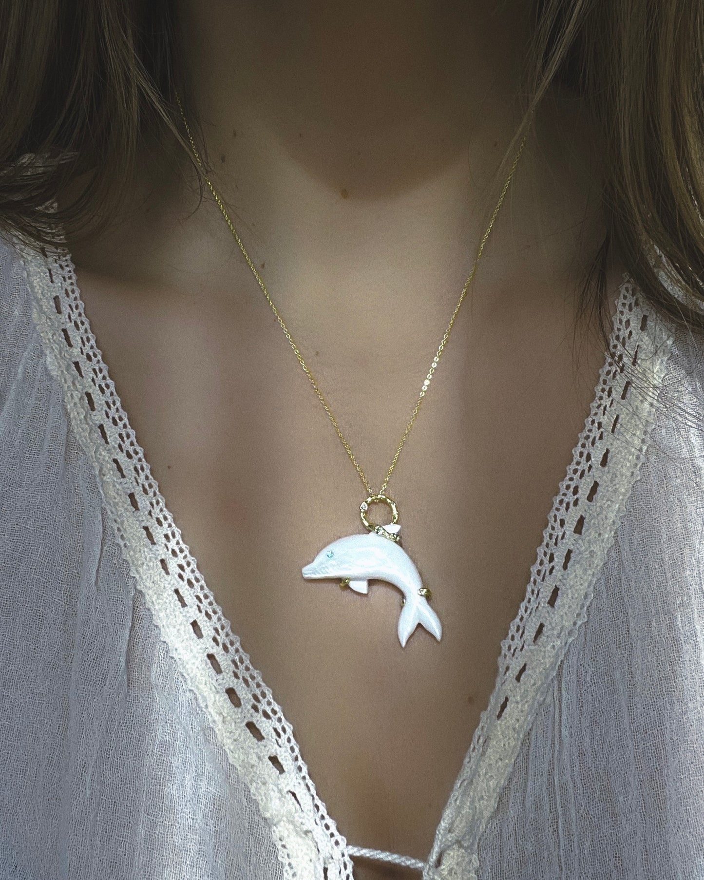 Dolphin Spirit Animal Amulet ⋄ Mother of Pearl