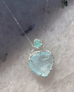 Heart of the Ocean Amulet ⋄ Shimmer Aquamarine & Paraíba Tourmaline