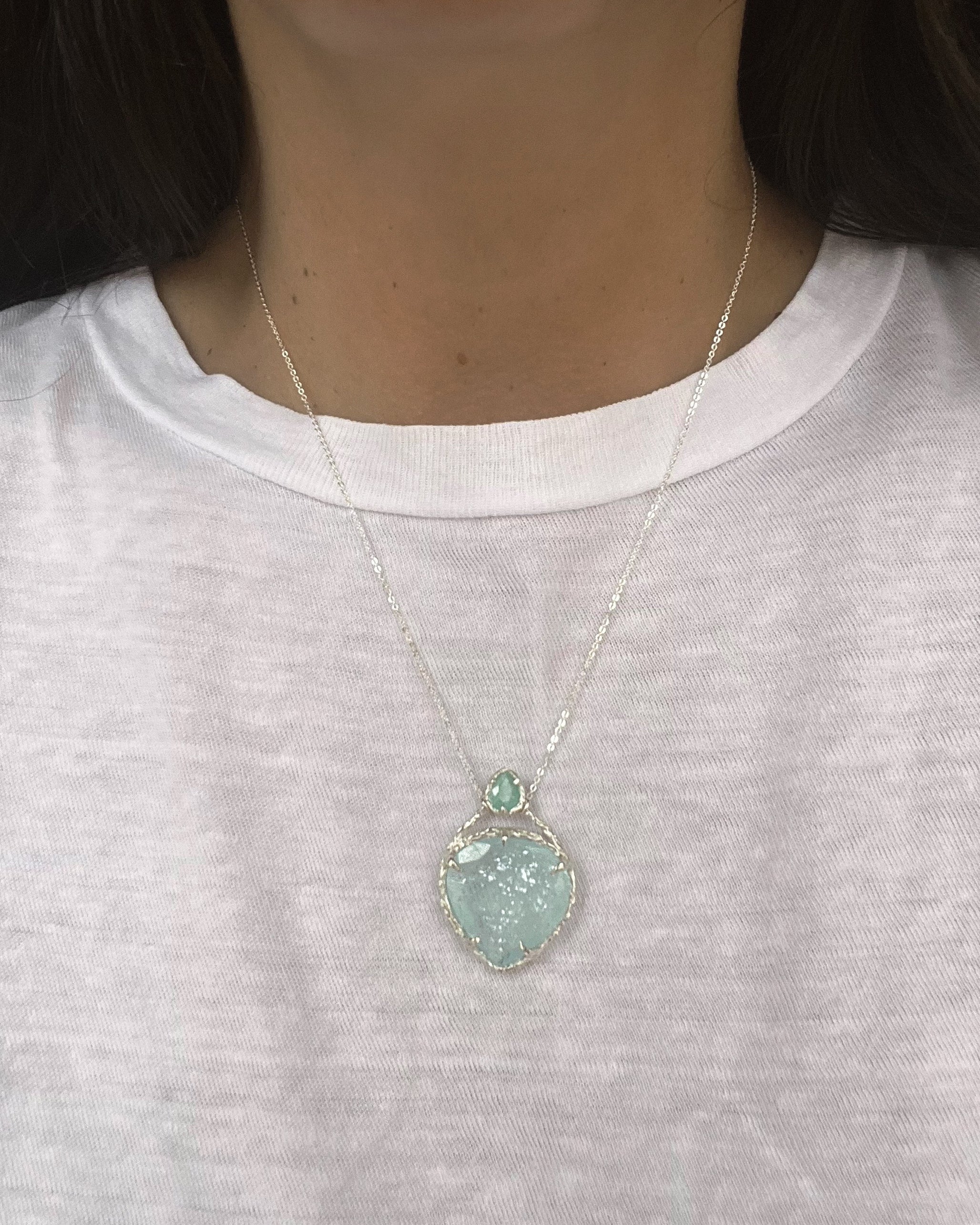 Heart of the Ocean Amulet ⋄ Shimmer Aquamarine & Paraíba Tourmaline