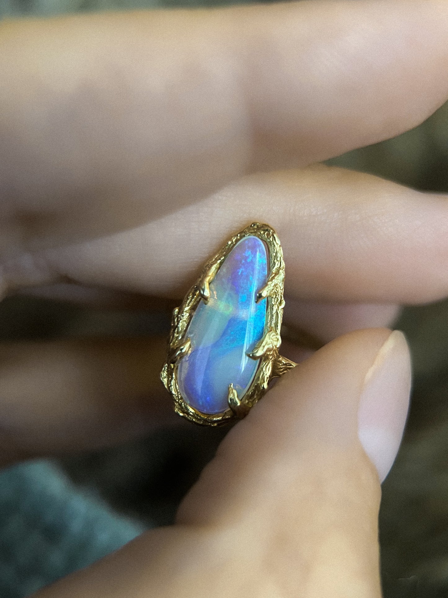 Unicorn Tear Ring ⋄ Australian Opal ⋄ size 5.5