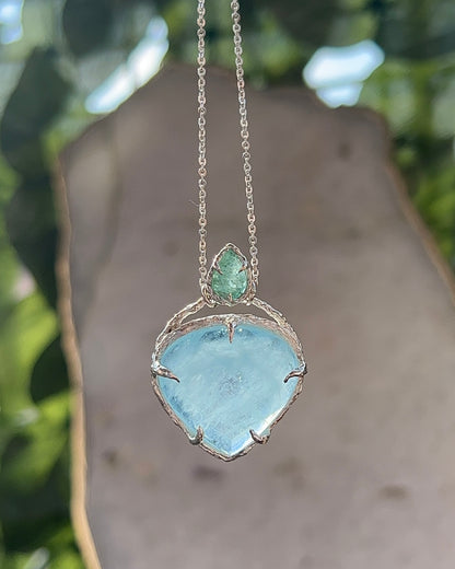 Heart of the Ocean Amulet ⋄ Shimmer Aquamarine & Paraíba Tourmaline