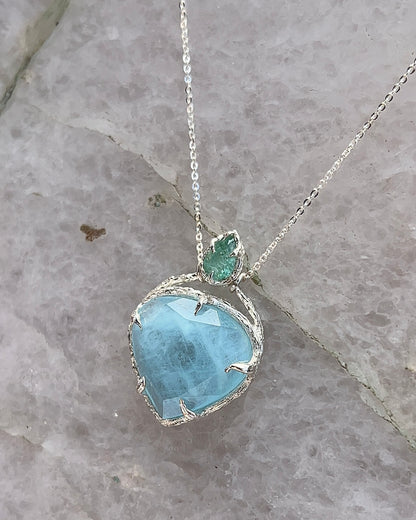 Heart of the Ocean Amulet ⋄ Shimmer Aquamarine & Paraíba Tourmaline