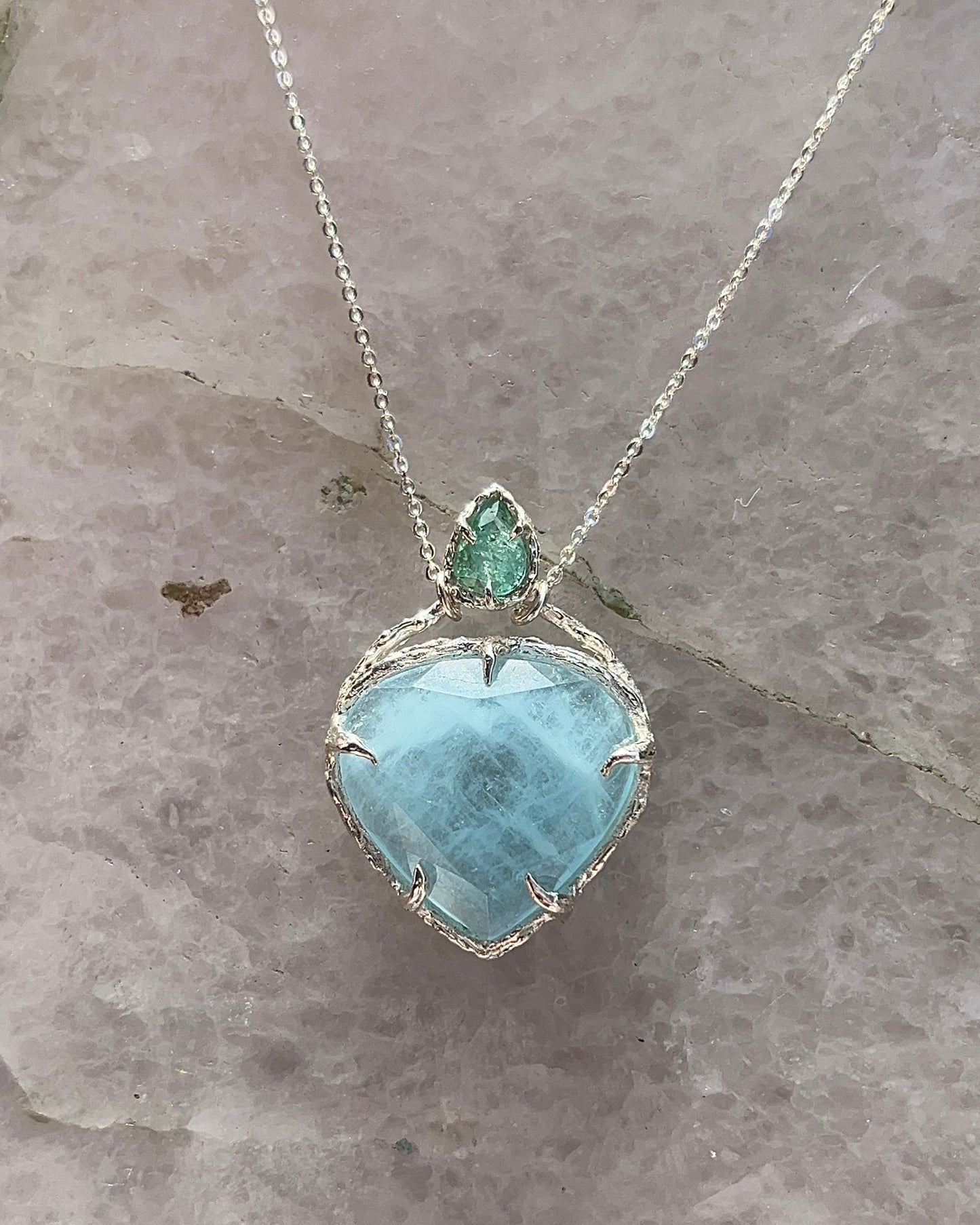 Heart of the Ocean Amulet ⋄ Shimmer Aquamarine & Paraíba Tourmaline