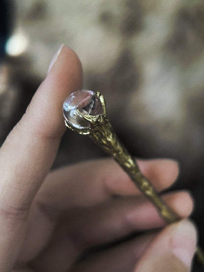 Crystal Ball Hair Pin ⋄ Clear Rainbow Quartz