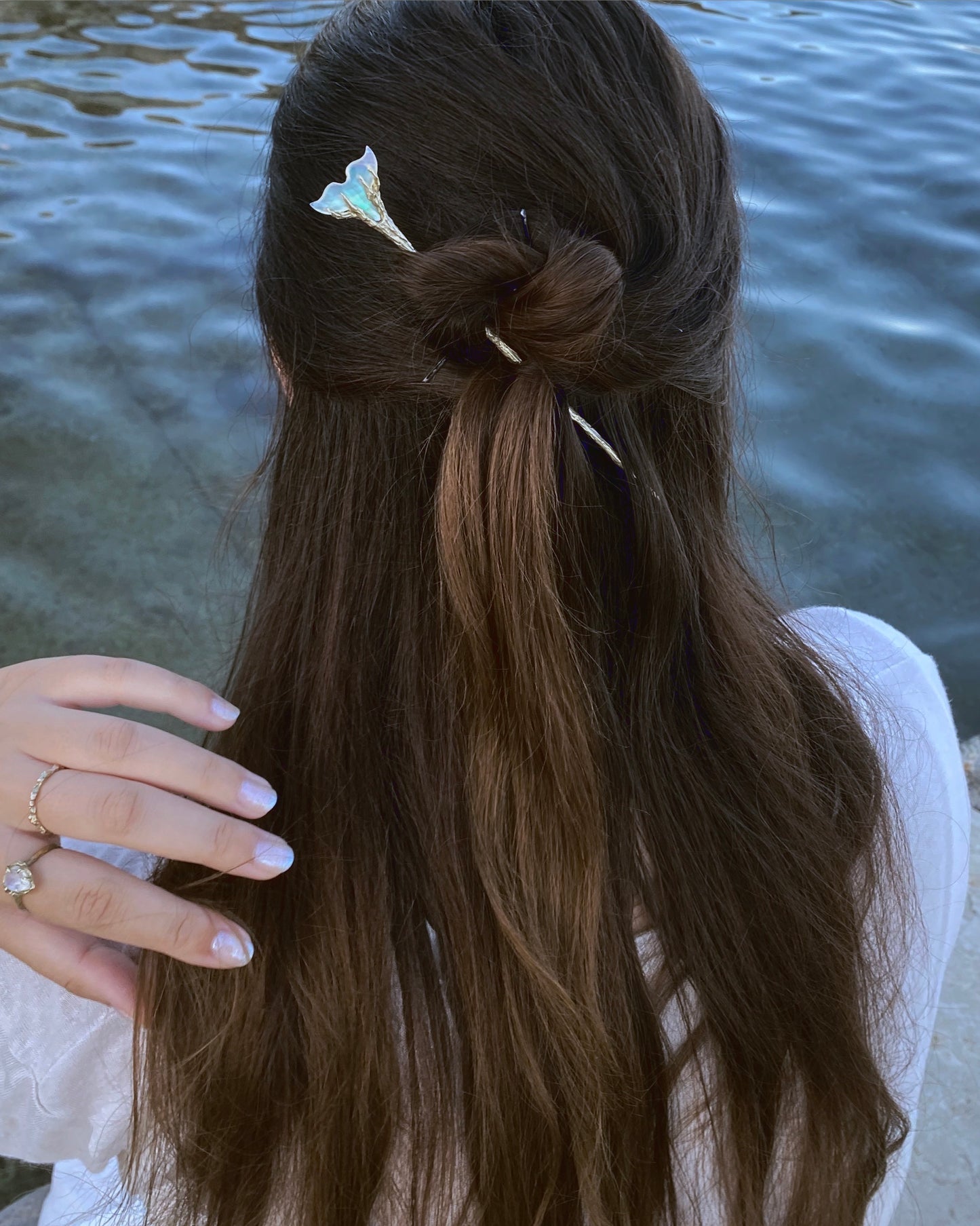 La Sirène Crystal Hair Pins ⋄ Aquamarine, Lavender Moon Quartz, MOP