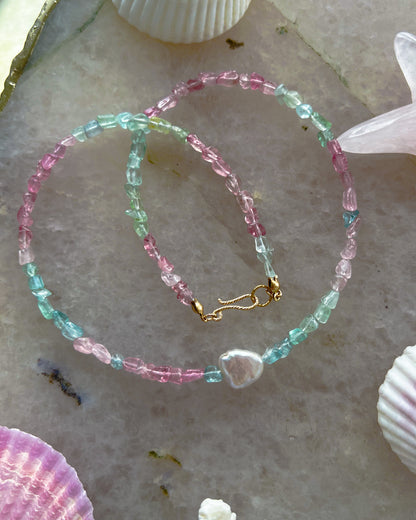 Ocean Pebbles Necklace ⋄ Rainbow Tourmaline & Pearl