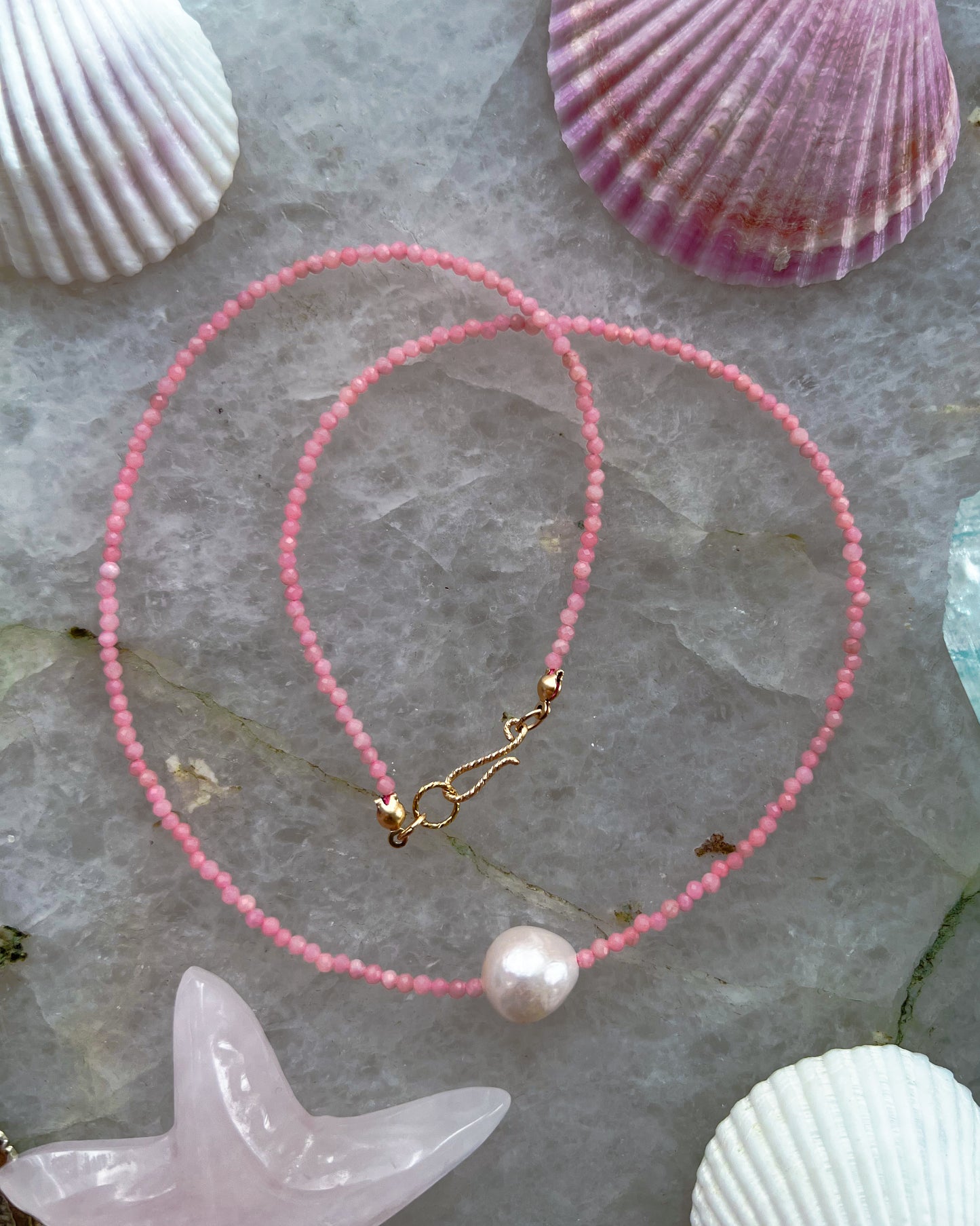 Daughter of the Sea Necklace ⋄ Pink Opals & Pearl