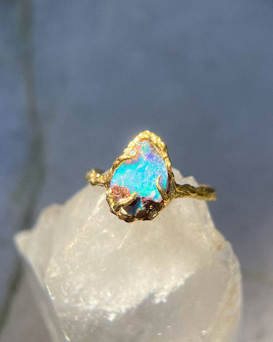 Pluie Ring ⋄ Australian Opal ⋄ size 8 ⋄ 14k Gold Plated