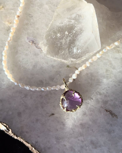 Siren’s Tear Necklace ⋄ Amethyst & Pearl