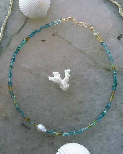 Ocean Pebbles Necklace ⋄ Blue Green Tourmaline & Pearl