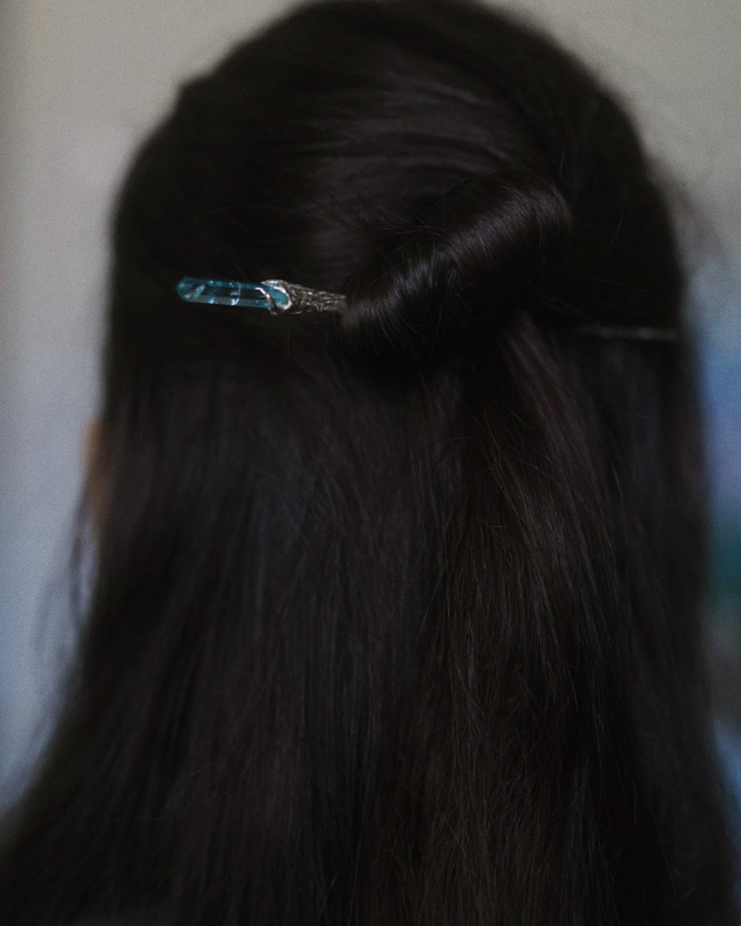 La Sirène Crystal Hair Pin ⋄ Aquamarine