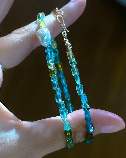Ocean Pebbles Necklace ⋄ Blue Green Tourmaline & Pearl