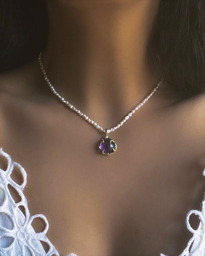 Siren’s Tear Necklace ⋄ Amethyst & Pearl