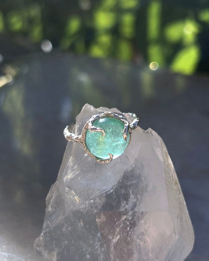 Silver Oracle Ring ⋄ Emerald ⋄ size 7