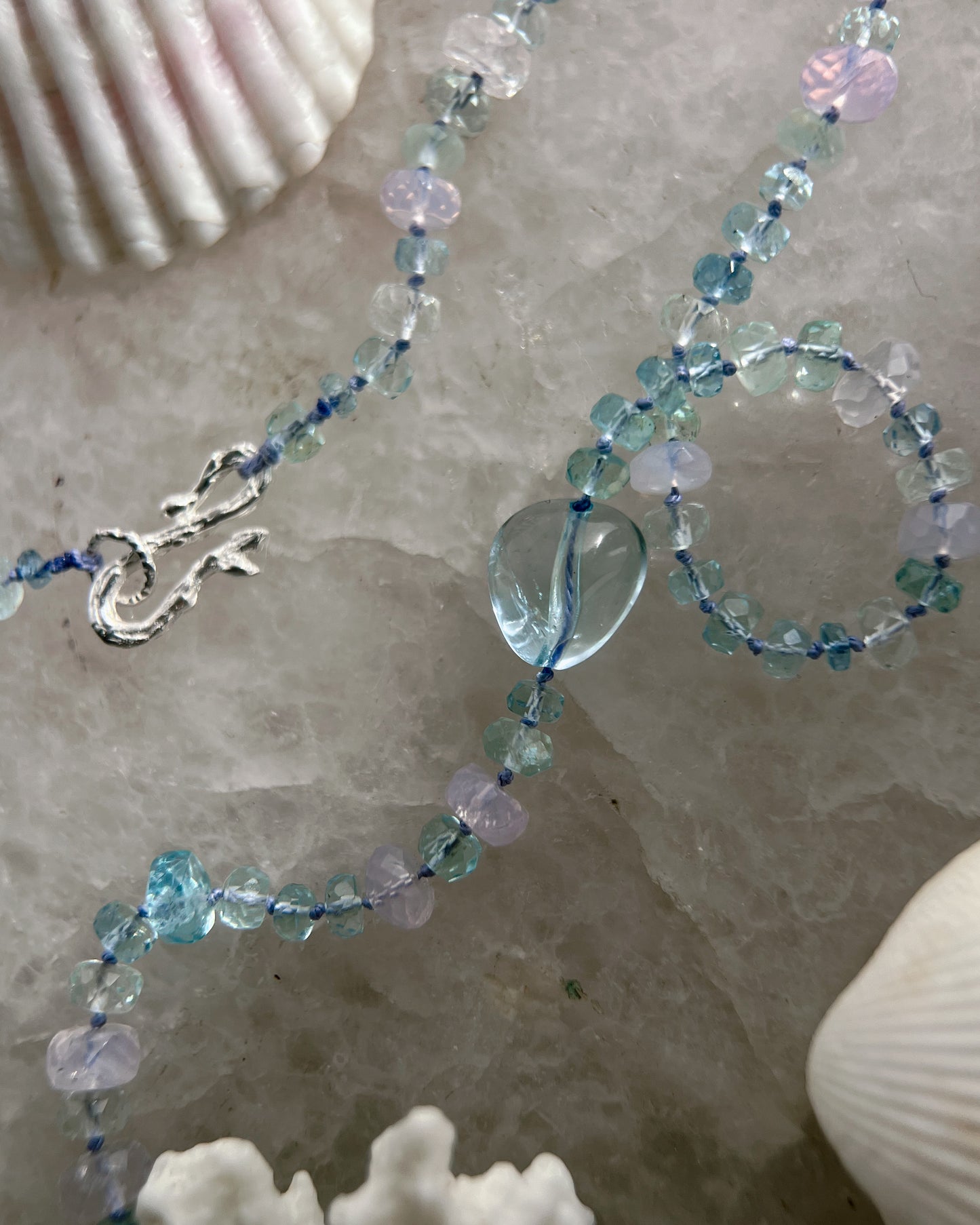 Dewdrops Necklace ⋄ Lavender Moon Quartz, Aquamarine & Topaz