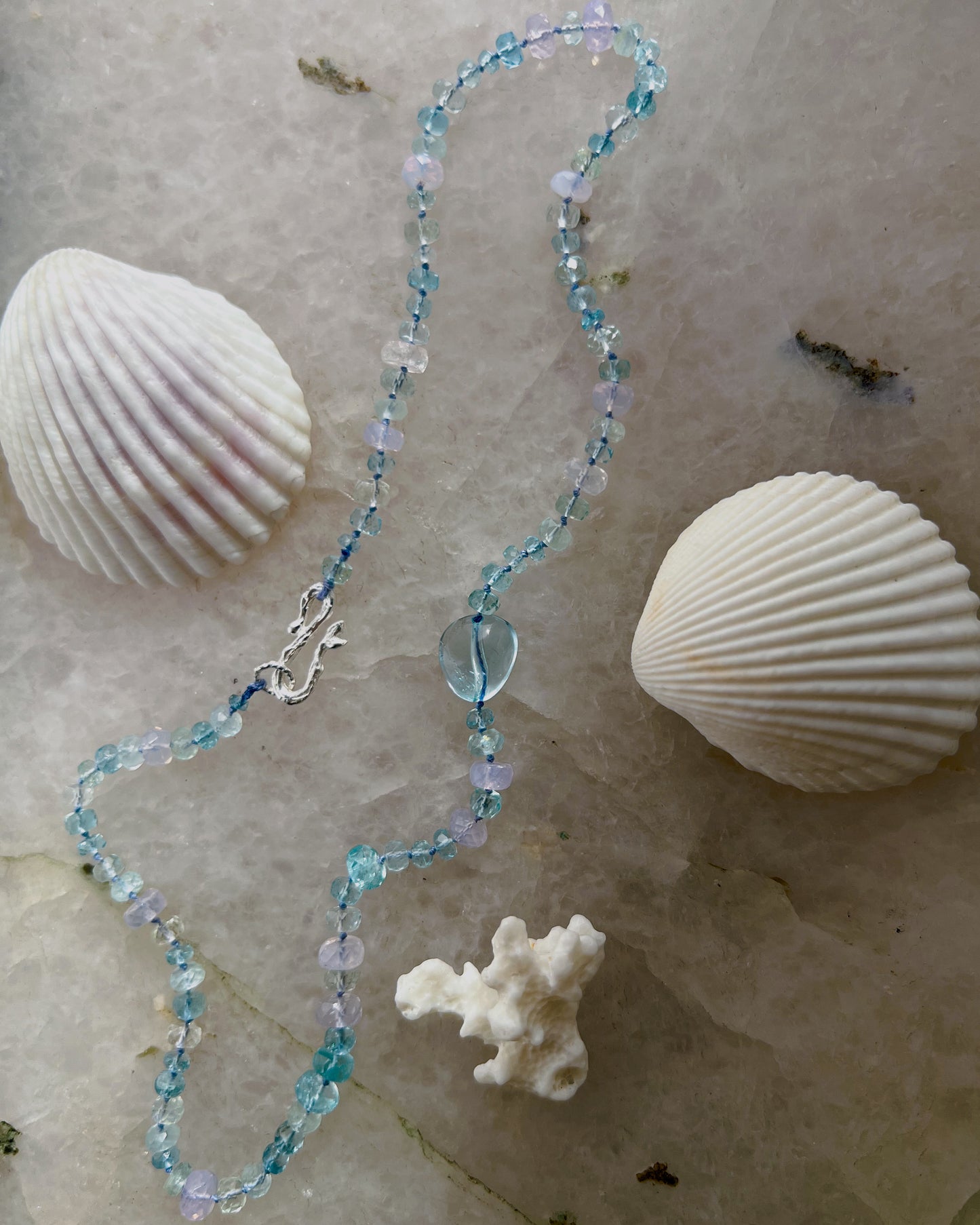 Dewdrops Necklace ⋄ Lavender Moon Quartz, Aquamarine & Topaz