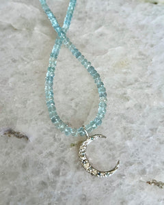 Crescent Moon Necklace ⋄ Aquamarine