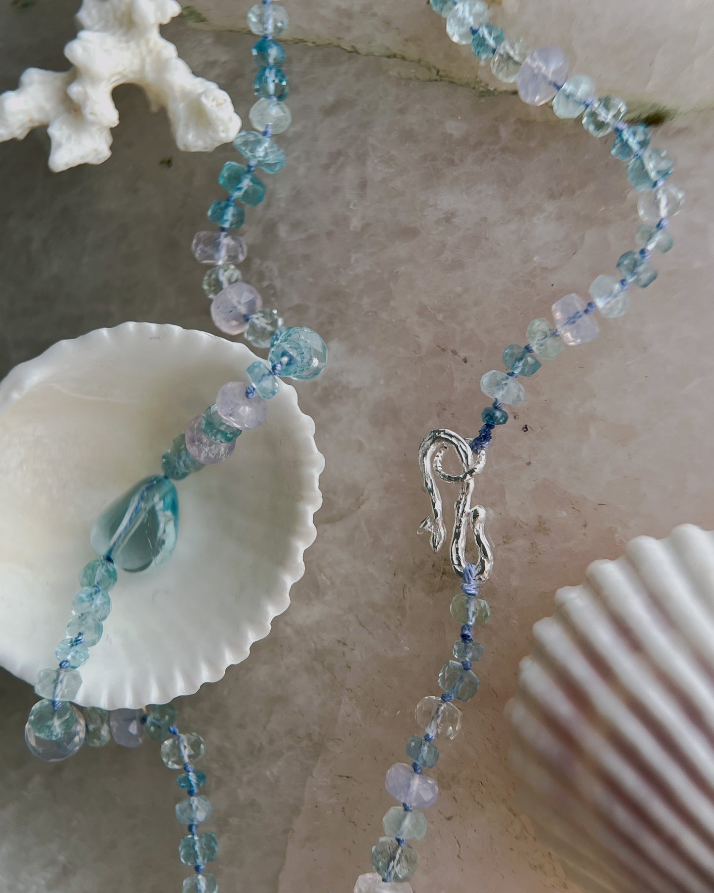 Dewdrops Necklace ⋄ Lavender Moon Quartz, Aquamarine & Topaz