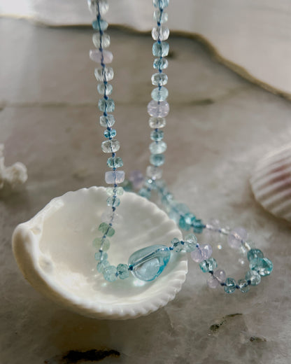 Dewdrops Necklace ⋄ Lavender Moon Quartz, Aquamarine & Topaz