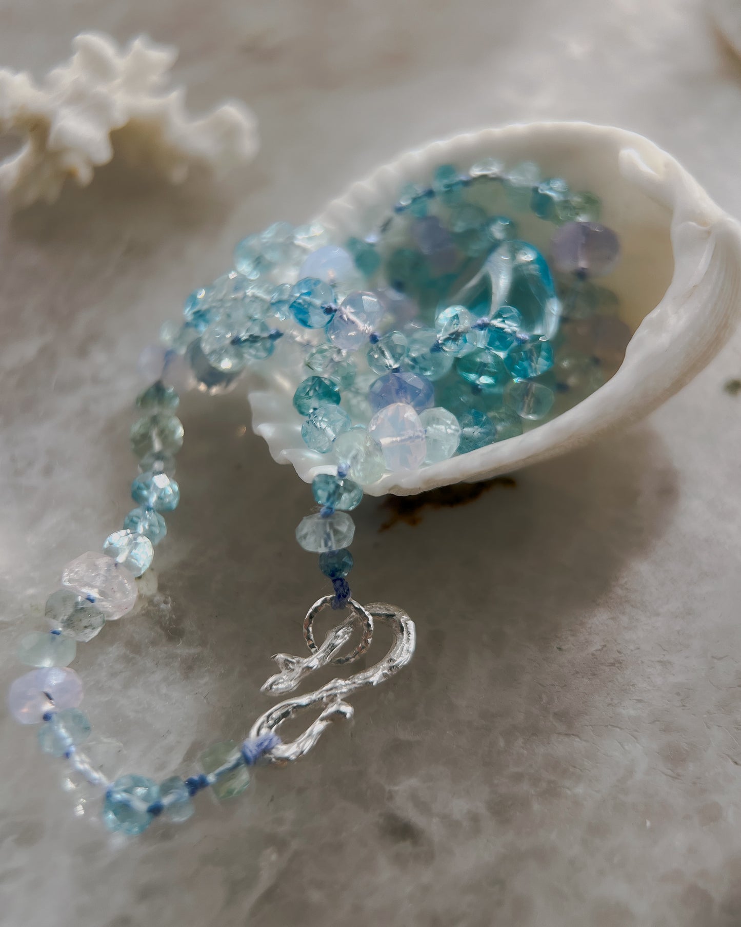 Dewdrops Necklace ⋄ Lavender Moon Quartz, Aquamarine & Topaz