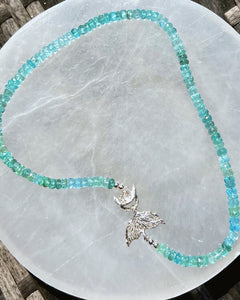 Silver Mermaid Clasp Bead Necklace ⋄ Shaded Apatite
