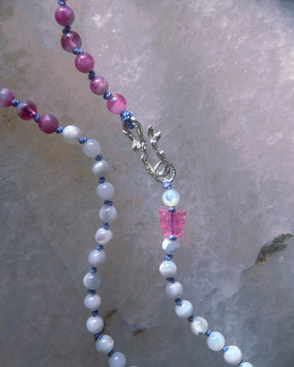 Rose Garden Dewdrops Necklace ⋄ Lavender Rose Tourmaline & Shell