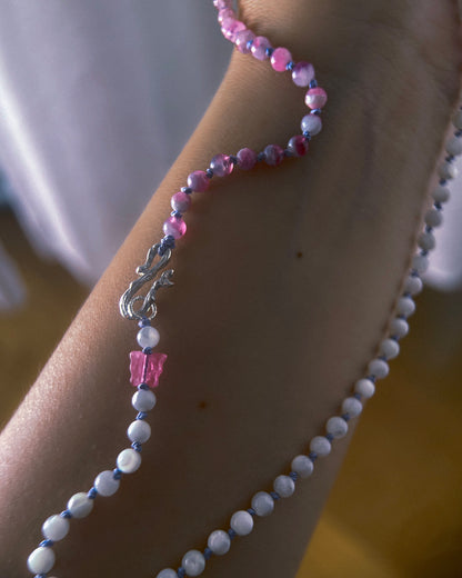 Rose Garden Dewdrops Necklace ⋄ Lavender Rose Tourmaline & Shell