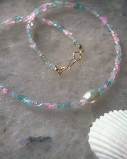Ocean Pebbles Necklace ⋄ Ice Cream Tourmaline & Pearl