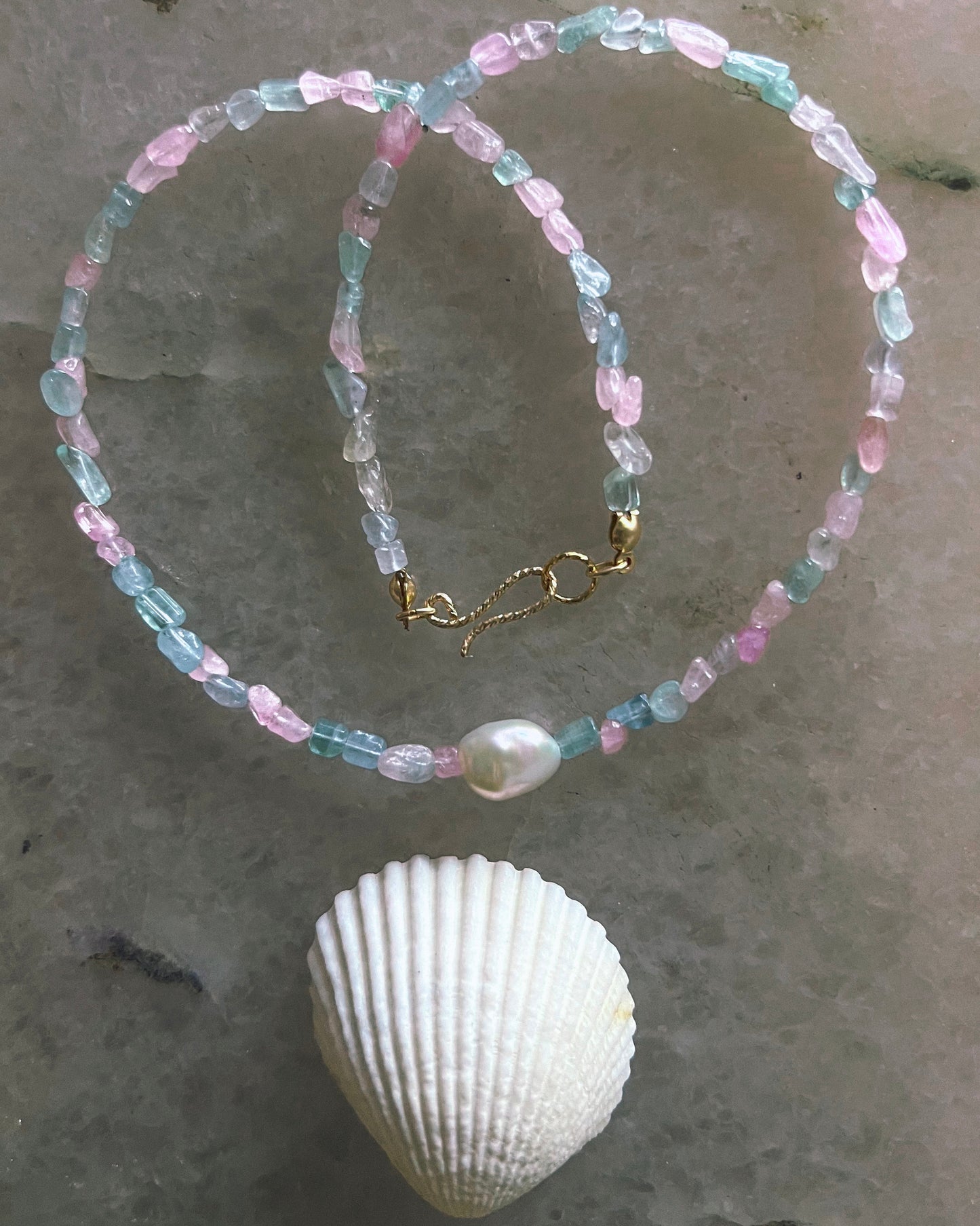 Ocean Pebbles Necklace ⋄ Ice Cream Tourmaline & Pearl