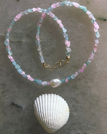 Ocean Pebbles Necklace ⋄ Ice Cream Tourmaline & Pearl