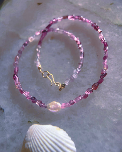 Ocean Pebbles Necklace ⋄ Pink Tourmaline & Pearl