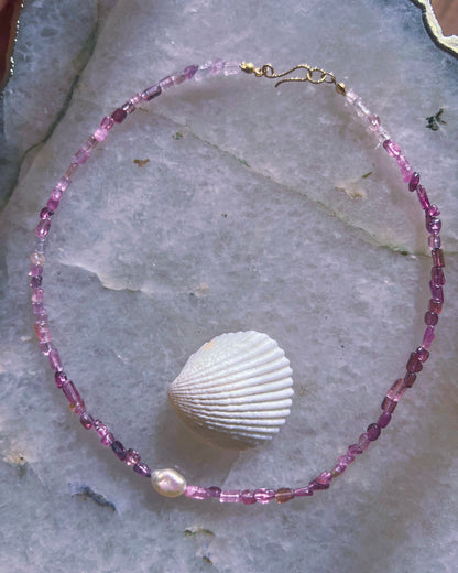 Ocean Pebbles Necklace ⋄ Pink Tourmaline & Pearl