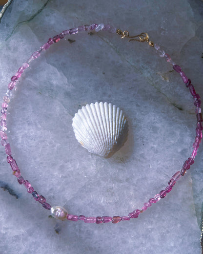 Ocean Pebbles Necklace ⋄ Pink Tourmaline & Pearl