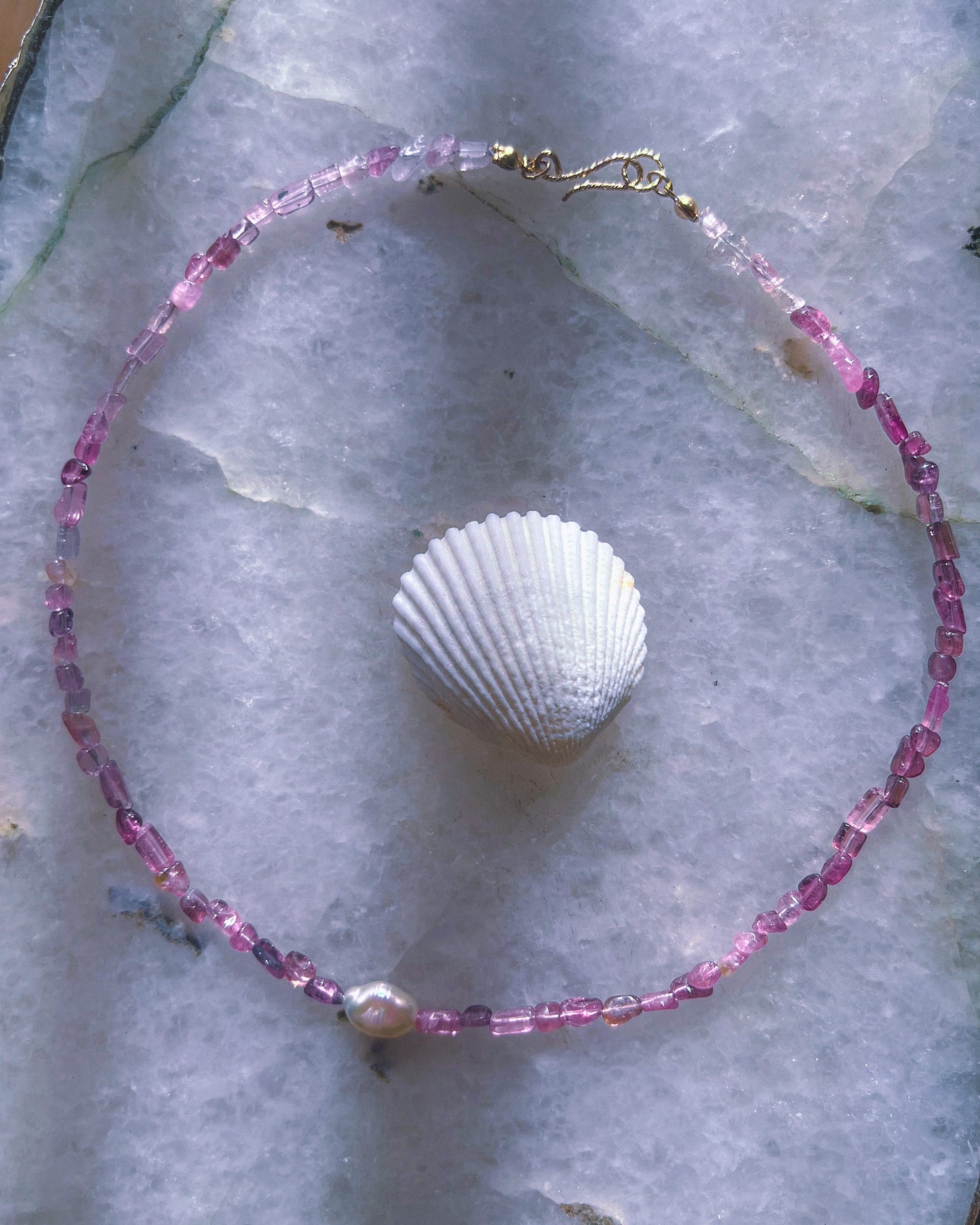 Ocean Pebbles Necklace ⋄ Pink Tourmaline & Pearl