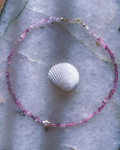 Ocean Pebbles Necklace ⋄ Pink Tourmaline & Pearl