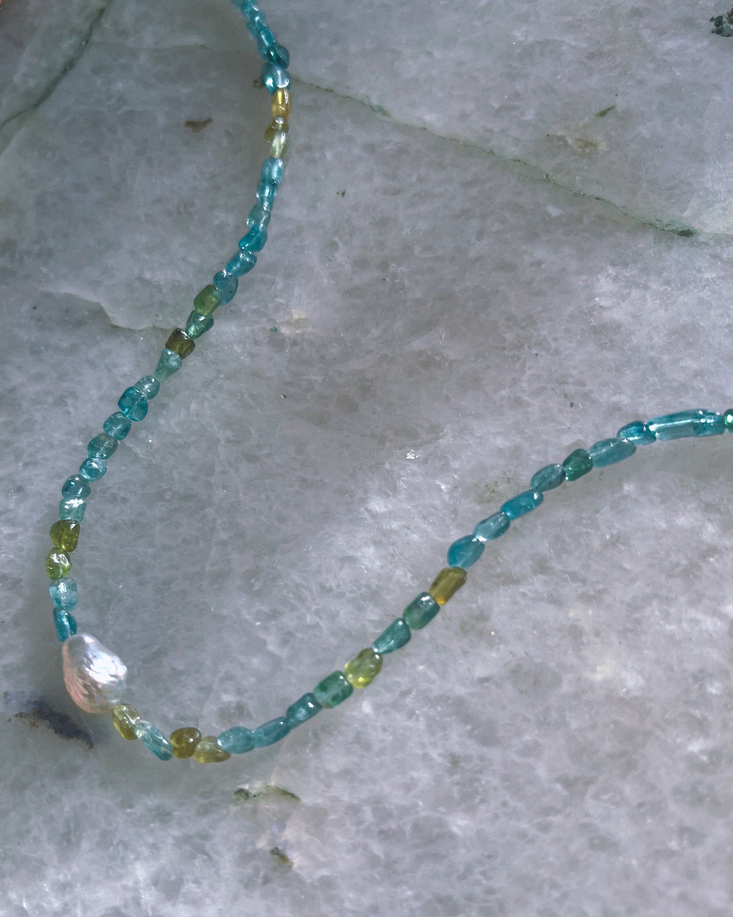 Ocean Pebbles Necklace ⋄ Blue Green Tourmaline & Pearl