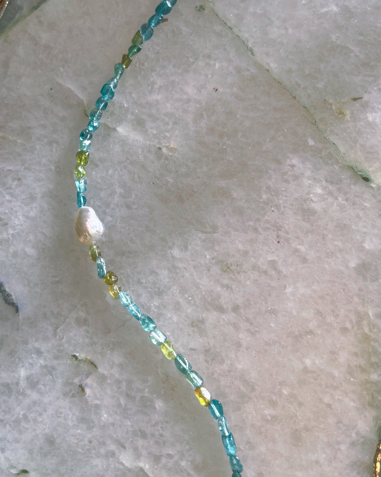 Ocean Pebbles Necklace ⋄ Blue Green Tourmaline & Pearl