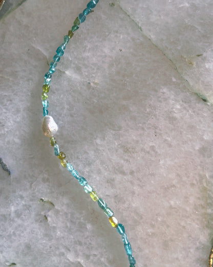 Ocean Pebbles Necklace ⋄ Blue Green Tourmaline & Pearl