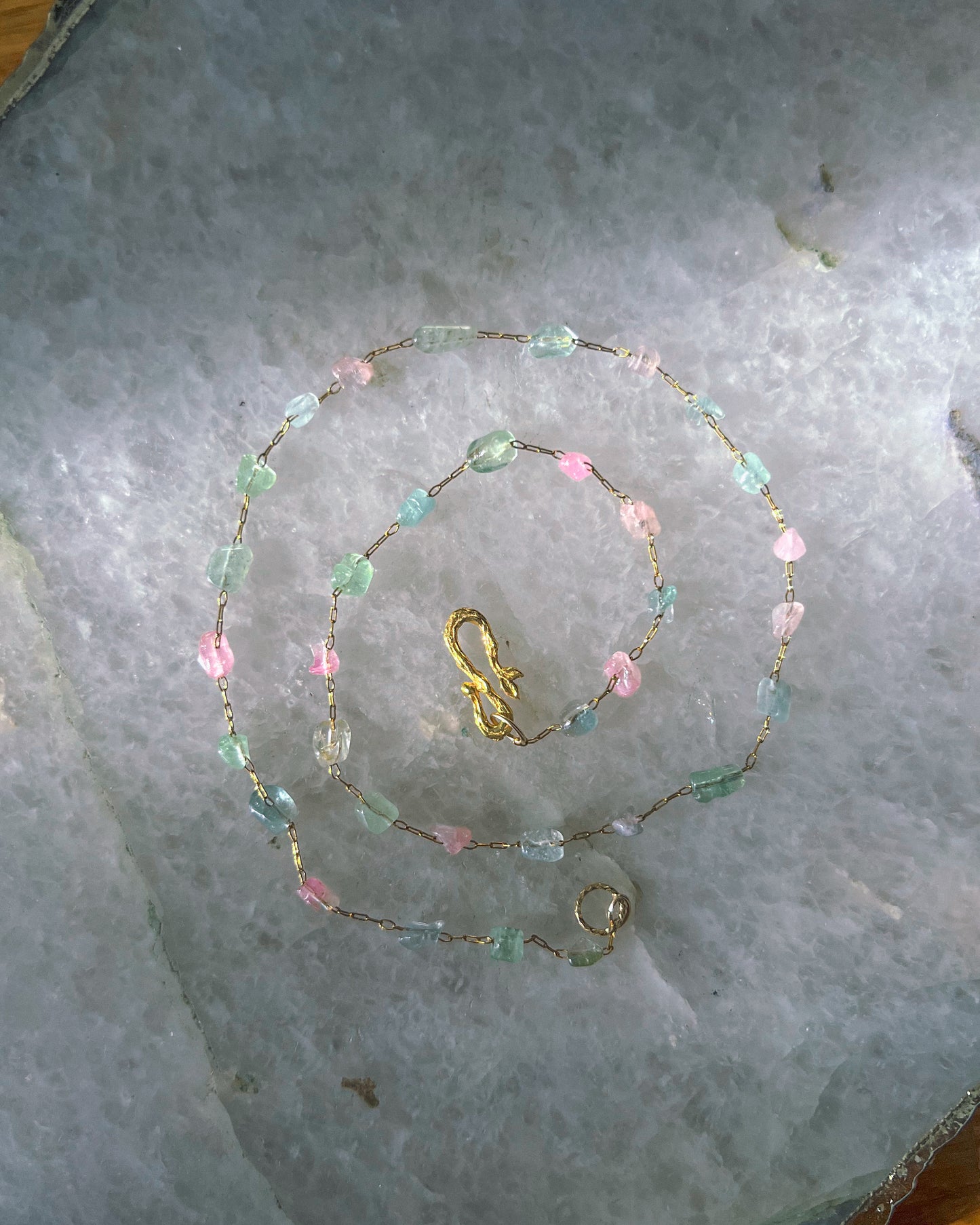 Ocean Pebbles Chain Necklace ⋄ Pastel Tourmaline