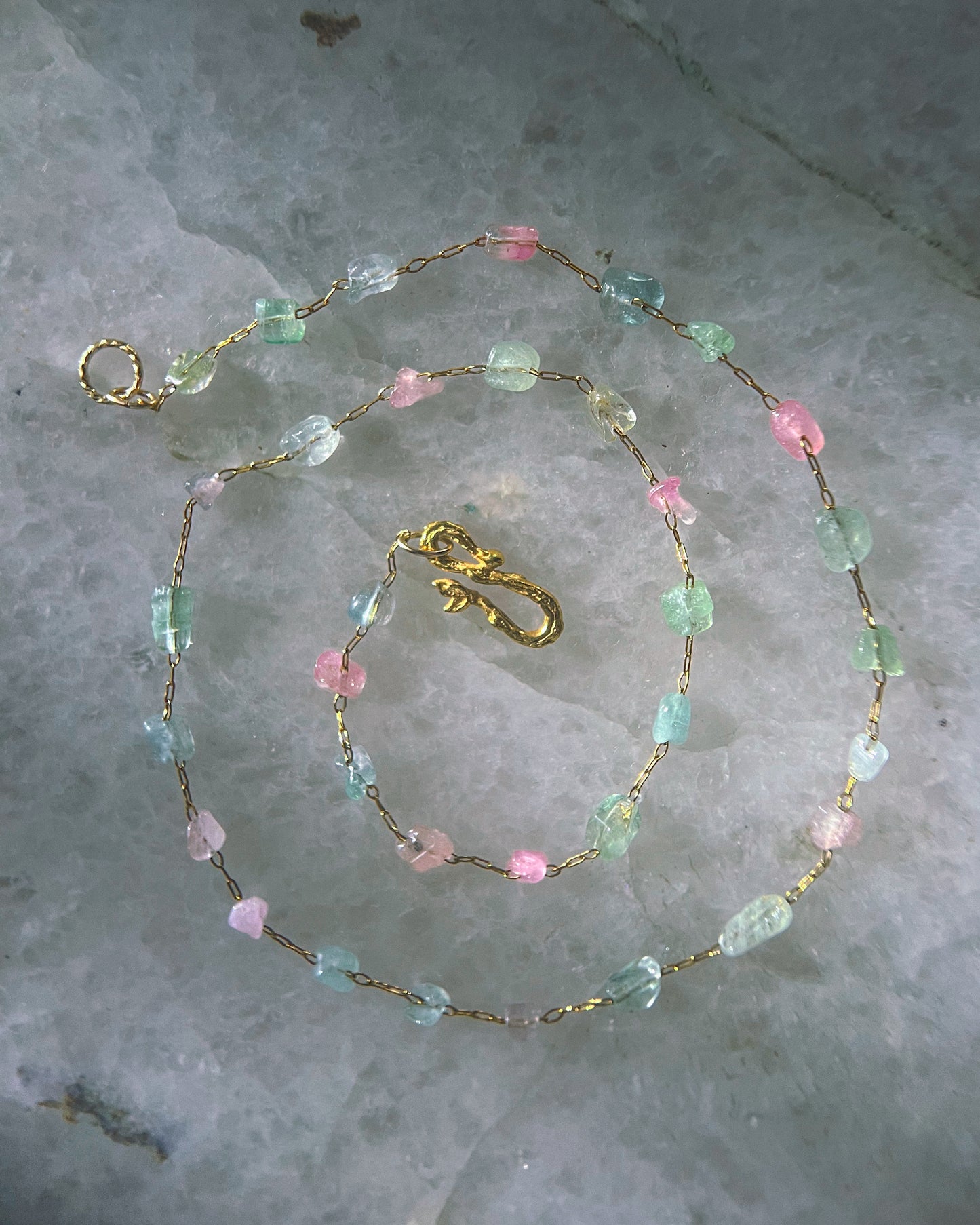 Ocean Pebbles Chain Necklace ⋄ Pastel Tourmaline