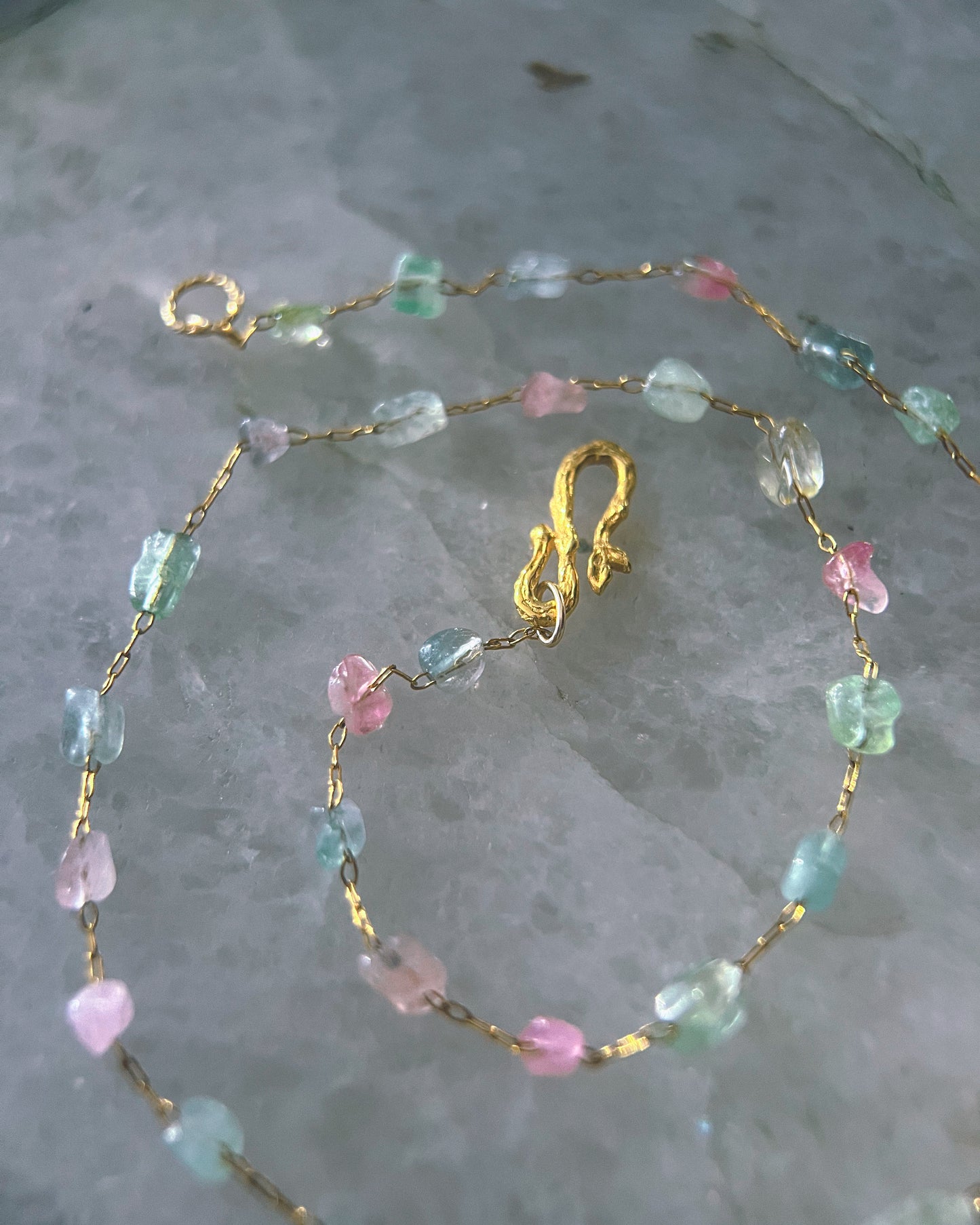 Ocean Pebbles Chain Necklace ⋄ Pastel Tourmaline